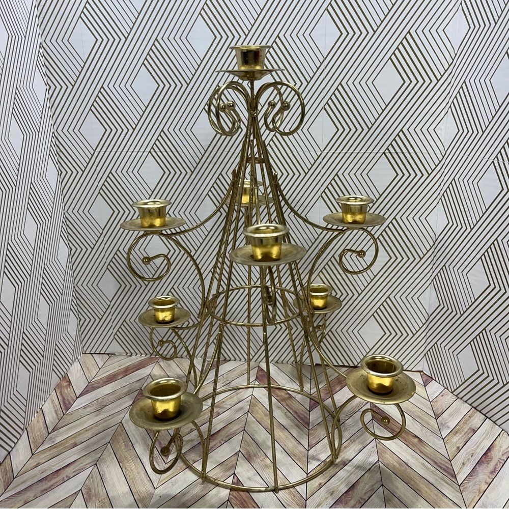 Gold‎ Metal Tree/Candelabra tiered candle holder VINTAGE Q16